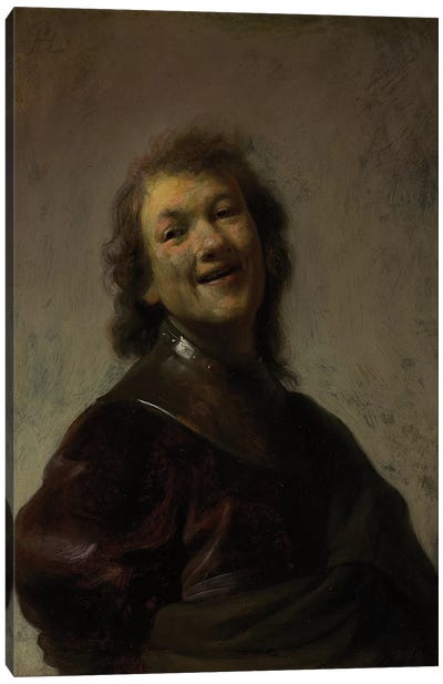 Rembrandt Laughing, c. 1628  Canvas Art Print - Rembrandt van Rijn