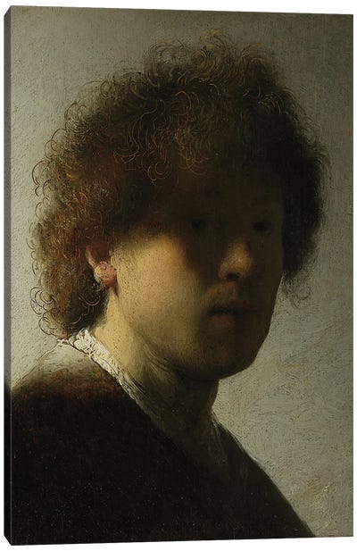 Self Portrait as a Young Man, c.1628  Canvas Art Print - Rembrandt van Rijn