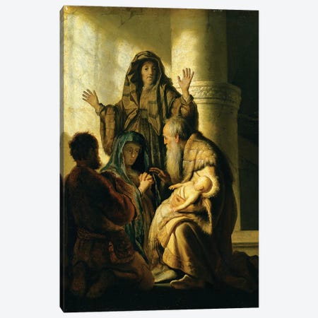 Simeon and Hannah in the Temple, c.1627  Canvas Print #BMN10990} by Rembrandt van Rijn Art Print