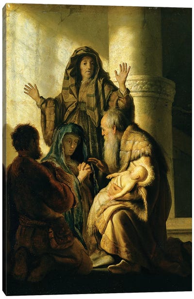 Simeon and Hannah in the Temple, c.1627  Canvas Art Print