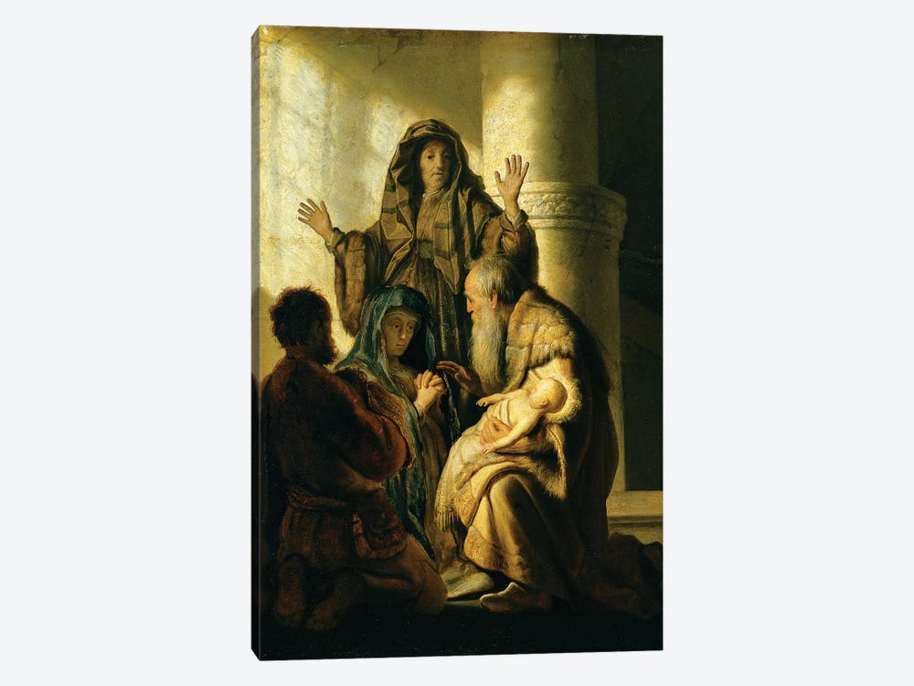 Simeon and Hannah in the Temple, c.1627  by Rembrandt van Rijn 1-piece Canvas Print