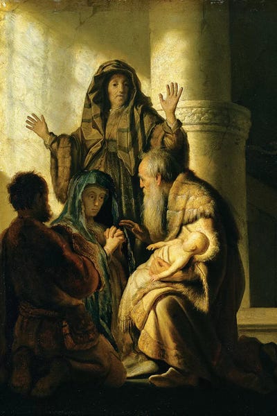 Dutch Golden Age: Simeon and Hannah in the Temple, c.1627  by Rembrandt van Rijn