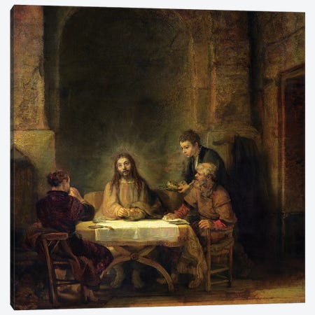The Supper at Emmaus, 1648  Canvas Print #BMN10995} by Rembrandt van Rijn Canvas Art