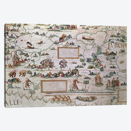 Detail Of Western Siberia, 1550 World Map Canvas Print #BMN1100} by Pierre Desceliers Canvas Art Print