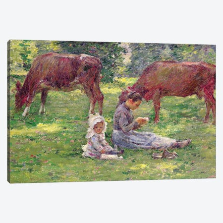 Watching the Cows  Canvas Print #BMN11019} by Theodore Robinson Art Print