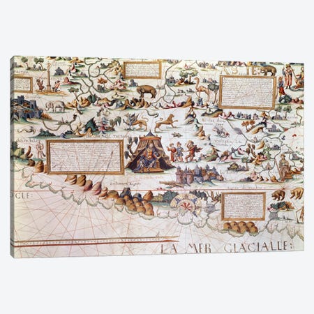 Detail Of Eastern Siberia, 1550 World Map Canvas Print #BMN1101} by Pierre Desceliers Canvas Print
