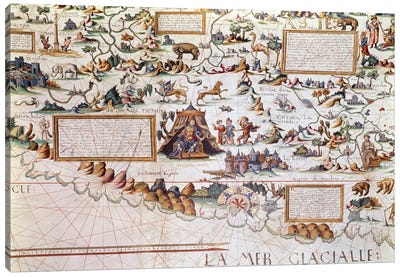 Detail Of Eastern Siberia, 1550 World Map Canvas Art Print
