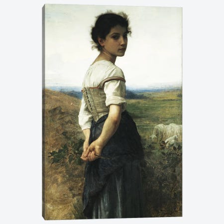 The Young Shepherdess, 1885  Canvas Print #BMN11030} by William-Adolphe Bouguereau Canvas Print