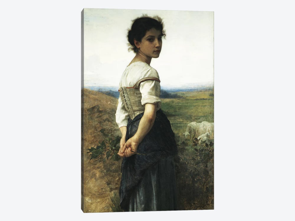 The Young Shepherdess, 1885  by William-Adolphe Bouguereau 1-piece Canvas Print