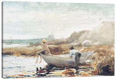 Boys on the Beach  Canvas Art Print - Realism Art