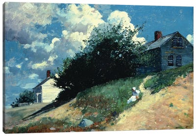 Houses on a Hill, 1879  Canvas Art Print - Winslow Homer