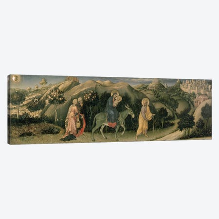 Adoration of the Magi Altarpiece; central predella panel depicting The Flight into Egypt, 1423  Canvas Print #BMN1104} by Gentile da Fabriano Canvas Artwork