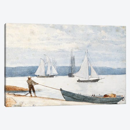 Pulling the Dory, 1880  Canvas Print #BMN11050} by Winslow Homer Art Print