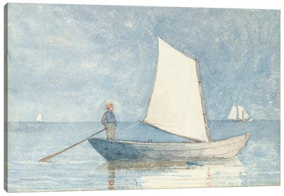Sailing a Dory, 1880  Canvas Art Print - Winslow Homer