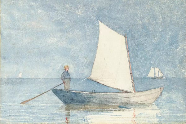 Realism: Sailing a Dory, 1880  by Winslow Homer