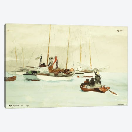 Schooners at Anchor, Key West, 1903  Canvas Print #BMN11055} by Winslow Homer Canvas Artwork