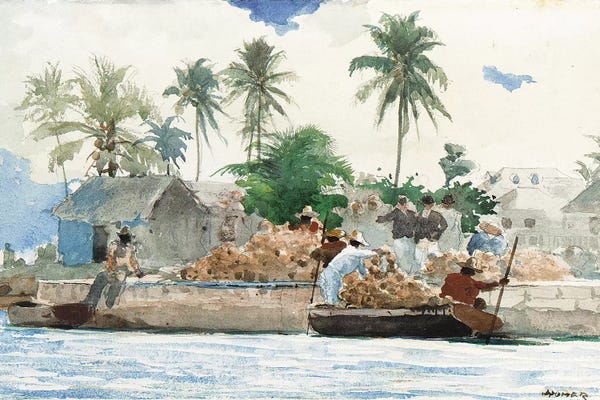 Realism: Sponge Fisherman, Bahamas  by Winslow Homer