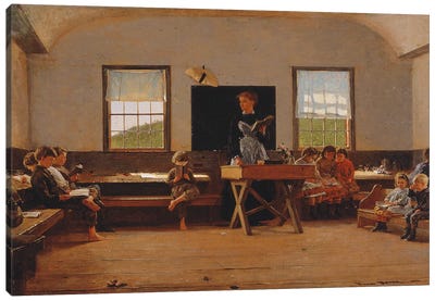 The Country School, 1871  Canvas Art Print - Teacher Art