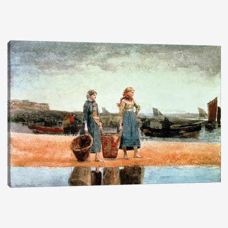 Two Girls on the Beach, Tynemouth, 1891  Canvas Print #BMN11067} by Winslow Homer Canvas Art Print