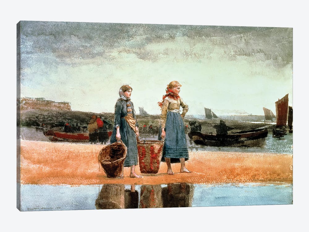 Two Girls on the Beach, Tynemouth, 1891  by Winslow Homer 1-piece Canvas Art Print