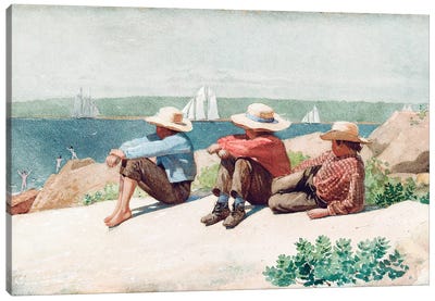 Watching the Ships, Gloucester, 1875  Canvas Art Print - Realism Art
