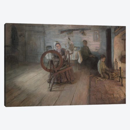 Spinning By Firelight–The Boyhood Of George Washington Gray, 1894 Canvas Print #BMN11088} by Henry Ossawa Tanner Canvas Artwork