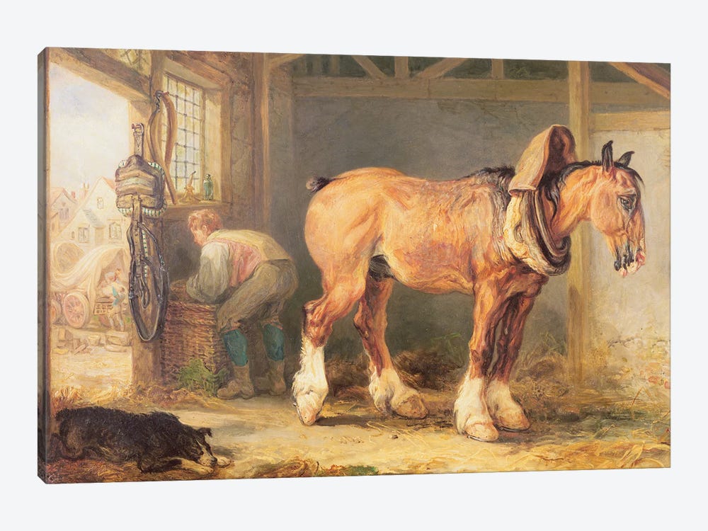 A Groom With Carthorse In A Stable by James Ward 1-piece Canvas Print