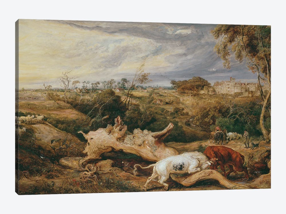 Bulls Fighting; St. Donat's Castle In The Distance, C.1803 by James Ward 1-piece Canvas Art
