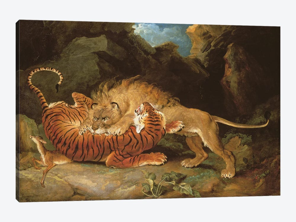 Fight Between A Lion And A Tiger, 1797 by James Ward 1-piece Canvas Wall Art