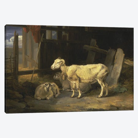 Heath Ewe And Lambs, 1810 Canvas Print #BMN11126} by James Ward Canvas Artwork