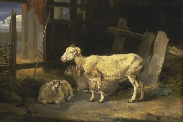 Sheep: Heath Ewe And Lambs, 1810 by James Ward
