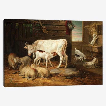 Interior Of A Stable, 1810 Canvas Print #BMN11128} by James Ward Canvas Art Print