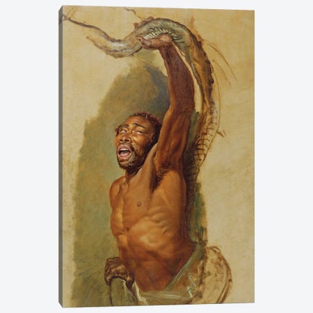 Man Struggling With A Boa Constrictor, Study For 'Liboya Serpent Seizing Its Prey', C.1803 Canvas Print #BMN11135} by James Ward Canvas Print
