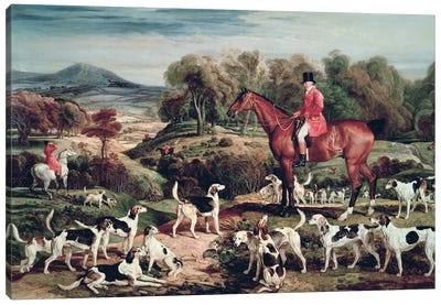 Ralph Lambton And His Hounds Canvas Art Print - James Ward