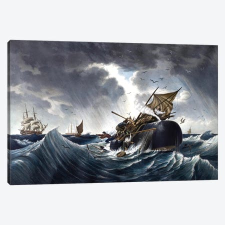 Whale Destroying Whaling Ship, c.1875 Canvas Print #BMN11199} by American School Canvas Art