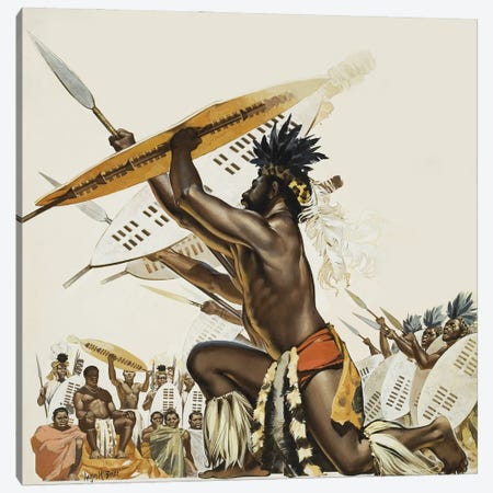 African Warriors Canvas Print #BMN11201} by Angus McBride Canvas Artwork