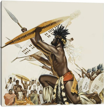 African Warriors Canvas Art Print - African Heritage Art