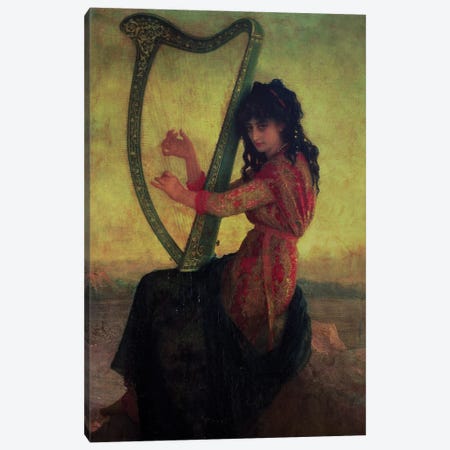 Muse Playing The Harp Canvas Print #BMN11204} by Antoine Auguste Ernest Hébert Canvas Art Print