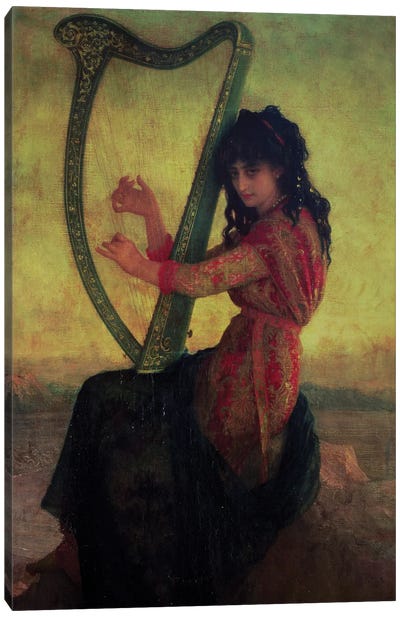 Muse Playing The Harp Canvas Art Print