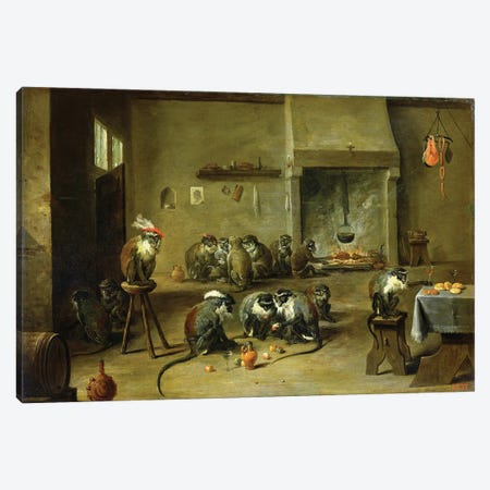 Monkeys In A Kitchen, c.1645 Canvas Print #BMN11213} by David Teniers the Younger Canvas Print