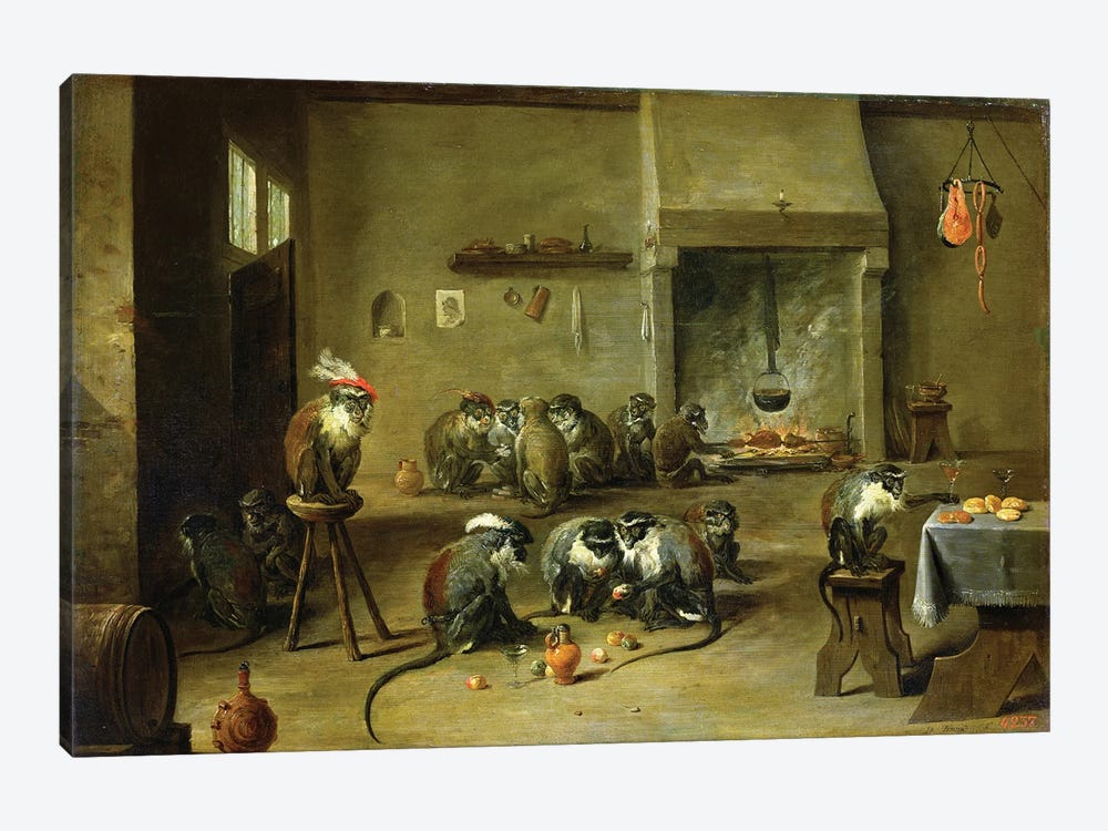 Monkeys In A Kitchen, c.1645 by David Teniers the Younger 1-piece Art Print