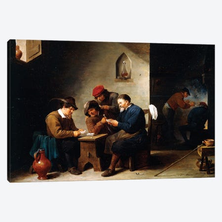 Peasants At Cards In A Cottage, c.1644-45 Canvas Print #BMN11214} by David Teniers the Younger Canvas Wall Art