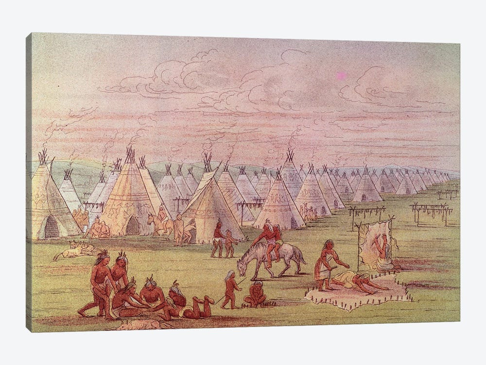 Comanchee Village  by George Catlin 1-piece Canvas Art Print