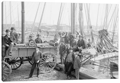 Unloading Oyster Luggers, Baltimore, Maryland, 1905 Canvas Art Print