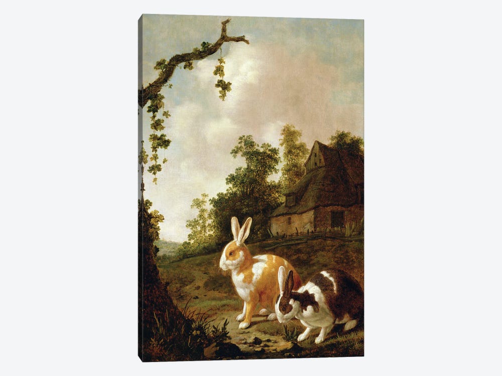 Wooded Landscape With Two Hares by Dirck Wyntrack 1-piece Canvas Artwork