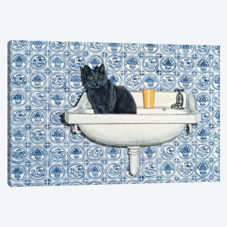 My Bathroom Cat Canvas Print #BMN11226} by Ditz Canvas Print