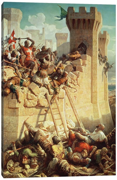 Guillaume de Clermont Defending Ptolemais (Acre), 1845 Canvas Art Print