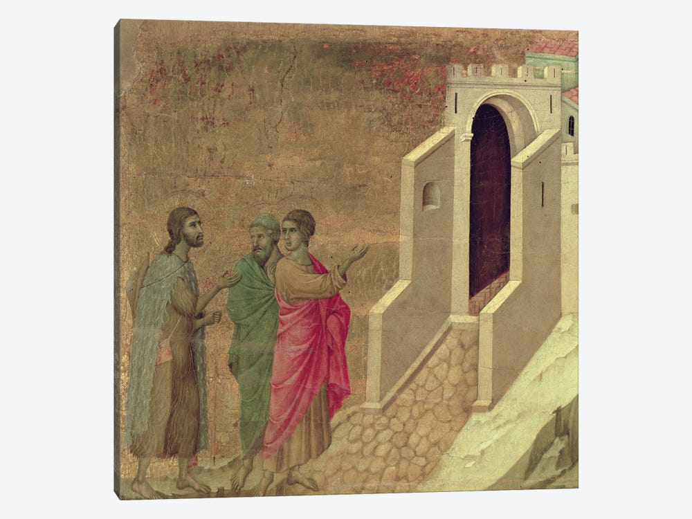 Christ Appearing On The Road To Emmaus, Reverse Side Of Maestà Altarpiece, 1308-11 by Duccio di Buoninsegna 1-piece Canvas Art