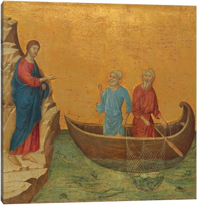 The Calling Of The Apostles Peter And Andrew, Reverse Side Of Maestà Altarpiece, 1308-11 Canvas Art Print - Religious Figure Art