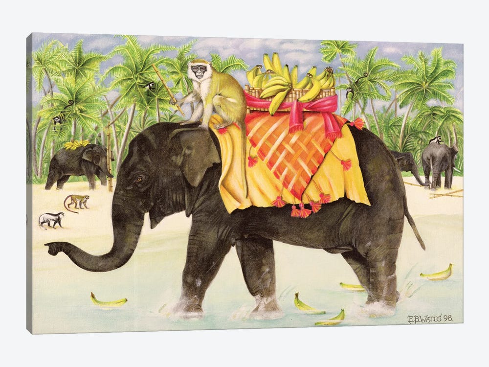 Elephants With Bananas, 1998 by E.B. Watts 1-piece Art Print